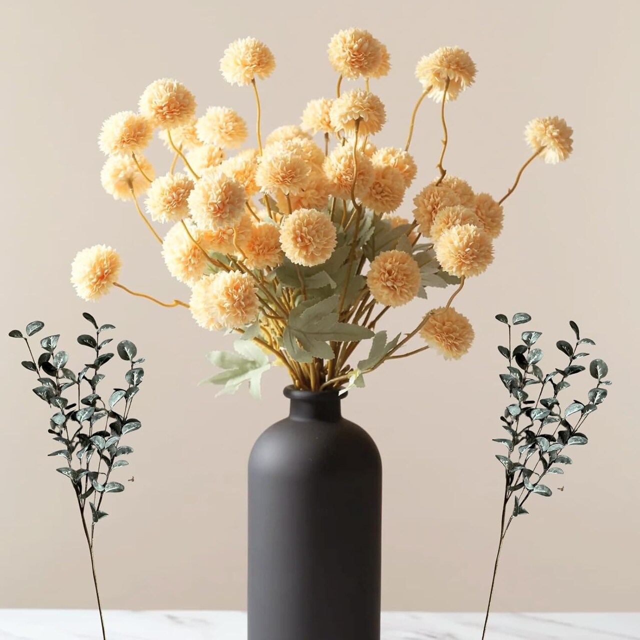 22 Long Stems Artificial Wax Flowers – Silk Floral Stems for Vase Arrangements and Table Centerpieces